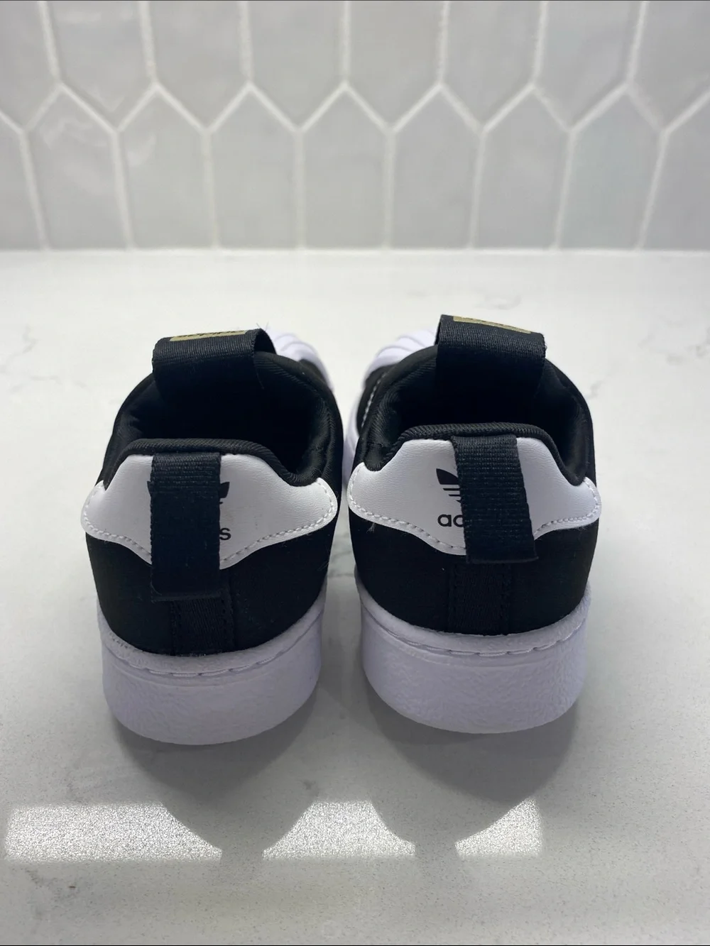 🆕 Adidas Slip On Black Shoes Fitfoam Ortholite Comfort Shoes Sz 6K BRAND NEW ✨